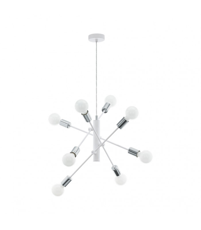 Gradoli 8 Lamp Multi Arm Pendant Ceiling Light White Chrome-1