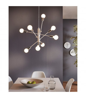 Gradoli 8 Lamp Multi Arm Pendant Ceiling Light White Chrome-2
