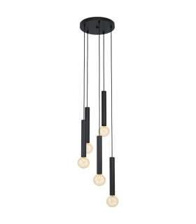 Cortenova 5 Lamp Cluster Pendant Ceiling Light Black