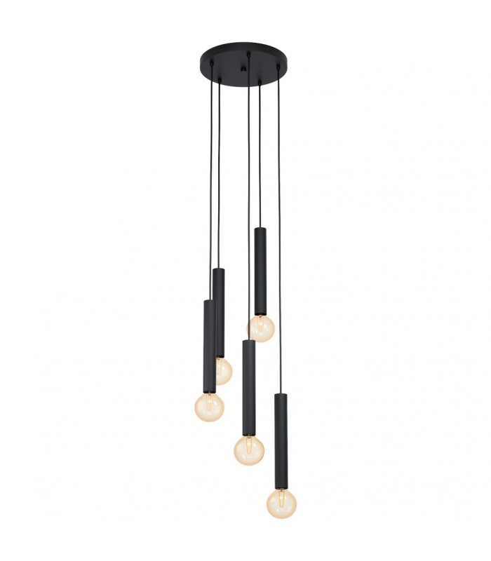 Cortenova 5 Lamp Cluster Pendant Ceiling Light Black