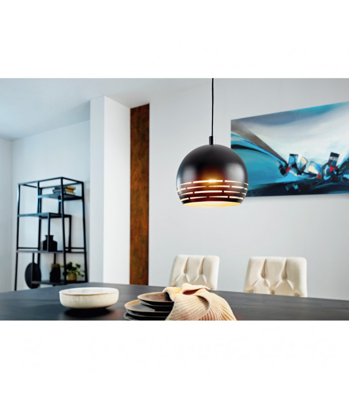 Camastra Dome Pendant Ceiling Light Black Gold-2