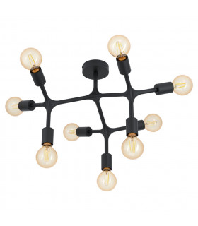 Bocadella 9 Lamp Multi Arm Semi Flush Ceiling Light Black-1