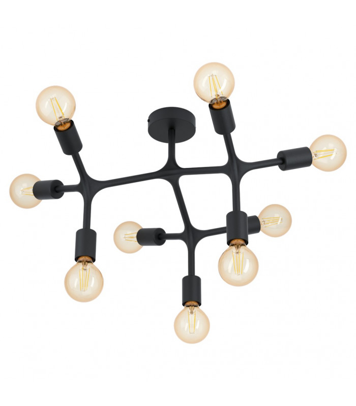 Bocadella 9 Lamp Multi Arm Semi Flush Ceiling Light Black-1