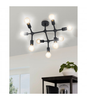 Bocadella 9 Lamp Multi Arm Semi Flush Ceiling Light Black-2