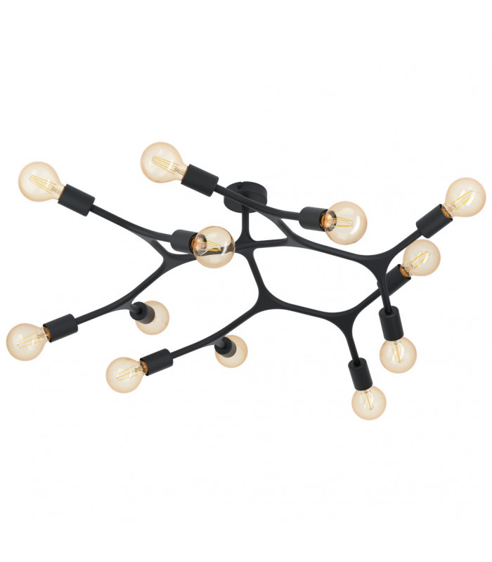 Bocadella 12 Lamp Multi Arm Semi Flush Ceiling Light Black