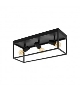 Silentina 3 Lamp Semi Flush Light Black