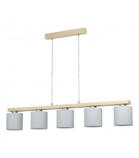 Castralvo 5 Lamp Straight Bar Pendant Ceiling Light Satin Nickel Brown-1