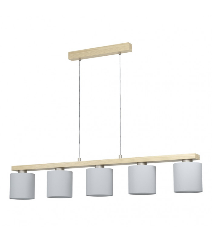 Castralvo 5 Lamp Straight Bar Pendant Ceiling Light Satin Nickel Brown-1