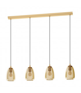 Alobrase 4 Lamp Straight Bar Pendant Ceiling Light Brushed Brass