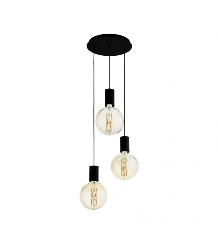 Pozueta 3 Lamp Cluster Pendant Ceiling Light Black