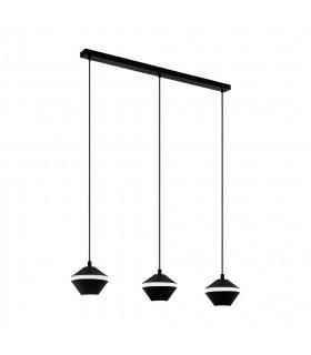 Perpigo 3 Lamp Straight Bar Pendant Ceiling Light Black