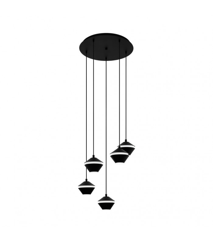 Perpigo 5 Lamp Cluster Pendant Ceiling Light Black