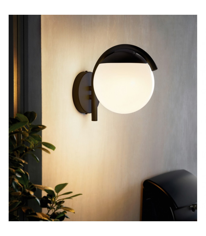 Prata Outdoor Globe Wall Light Black IP44-2