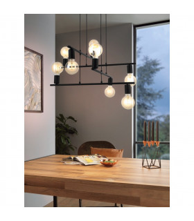 Mezzana 8 Lamp Multi Arm Pendant Ceiling Light Black-2