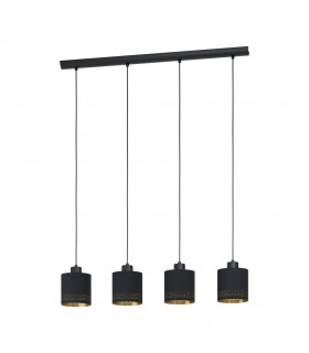 Esteperra 4 Lamp Straight Bar Pendant Ceiling Light Black