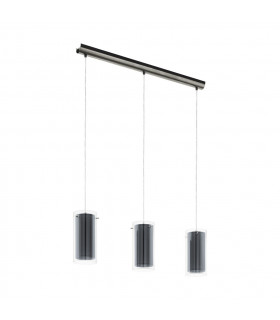 Pinto 3 Lamp Straight Bar Pendant Ceiling Light Satin Nickel