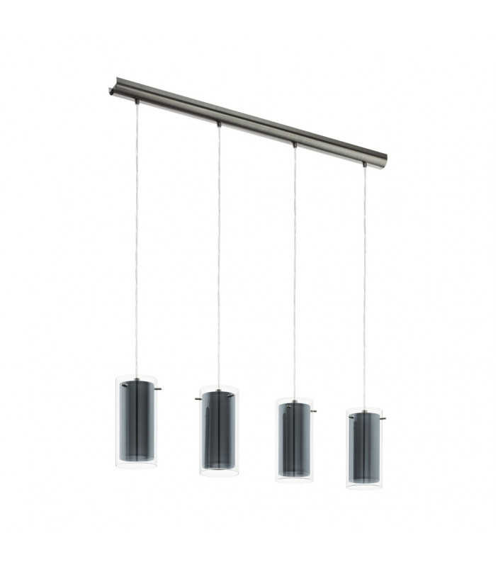 Pinto 4 Lamp Straight Bar Pendant Ceiling Light Satin Nickel