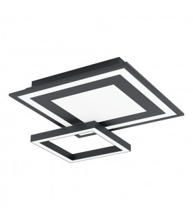 Savatarila Integrated LED Semi Flush Light Black Remote Included + APP Control BLE CCT RGB-1