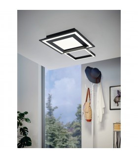 Savatarila Integrated LED Semi Flush Light Black Remote Included + APP Control BLE CCT RGB-2