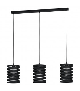 Cremella 3 Lamp Straight Bar Pendant Ceiling Light Black-1