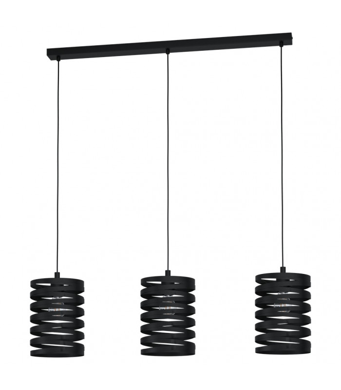 Cremella 3 Lamp Straight Bar Pendant Ceiling Light Black-1