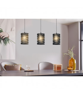 Cremella 3 Lamp Straight Bar Pendant Ceiling Light Black-2