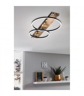 Boyal Led Integrated Pendant Ceiling Light Black Brown Rustic-2