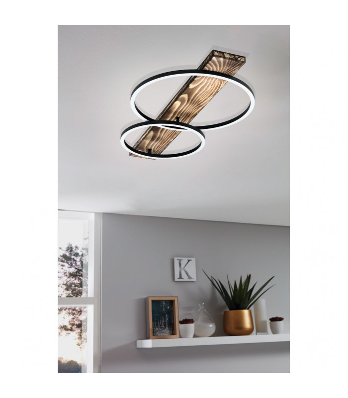Boyal Led Integrated Pendant Ceiling Light Black Brown Rustic-2