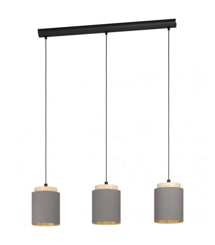 Albariza 3 Lamp Straight Bar Pendant Ceiling Light Black Brown