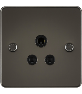 Flat Plate 5A unswitched socket - gunmetal with black insert 230V IP20 W