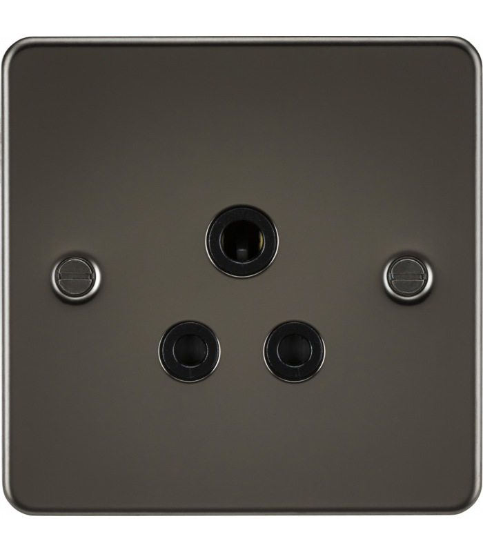 Flat Plate 5A unswitched socket - gunmetal with black insert 230V IP20 W
