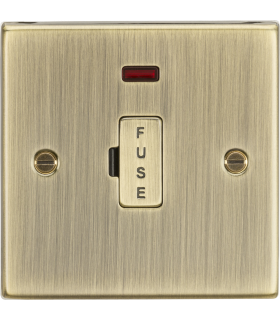 13A Fused Spur Unit with Neon - Square Edge Antique Brass 230V IP20 W-1