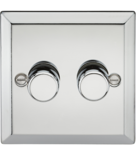 2G 2 way 10-200W (5-150W LED) trailing edge dimmer - Bevelled Edge Polished Chrome 230V IP20 W-1