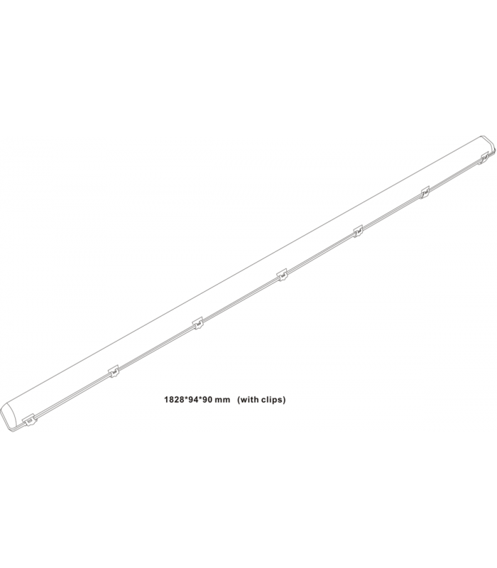 6ft Single LED Non-Corrosive Emergency - 6000K 230V IP65 33W-2