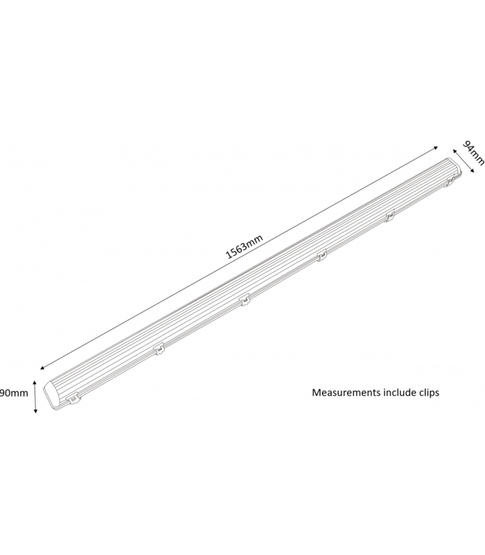 5ft Twin HF Non-Corrosive Fluorescent Fitting with Emergency 110V IP65 2x58W-2