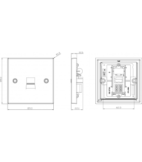 Telephone Master Outlet - Square Edge Brushed Chrome IP20-2