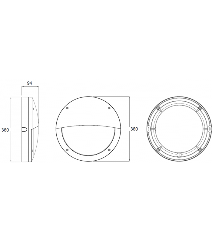 LED Eyelid Bulkhead CCT with Daylight Sensor Black 230V IP65 18W-2