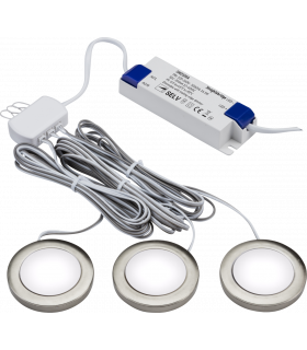 LED Dimmable Under Cabinet Lights in Brushed Chrome - Pack of 3 - 4000K 230V IP20 2.5W-1
