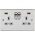 13A 2G DP Switched Socket with Dual USB FASTCHARGE ports (A + A) - Brushed Chrome with grey insert 230V IP20-1