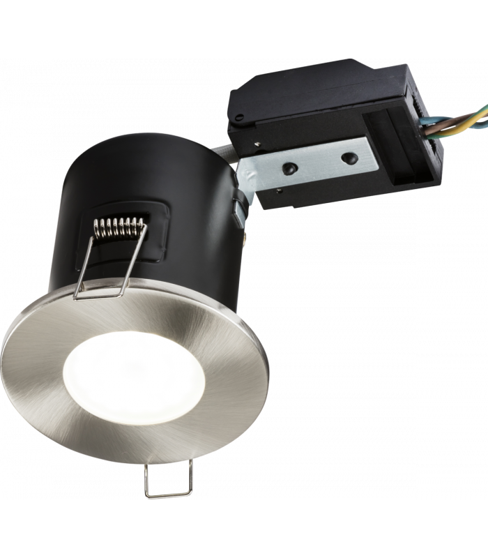 Fixed GU10 Fire-Rated Downlight- Brushed Chrome 230V IP20 35W-1