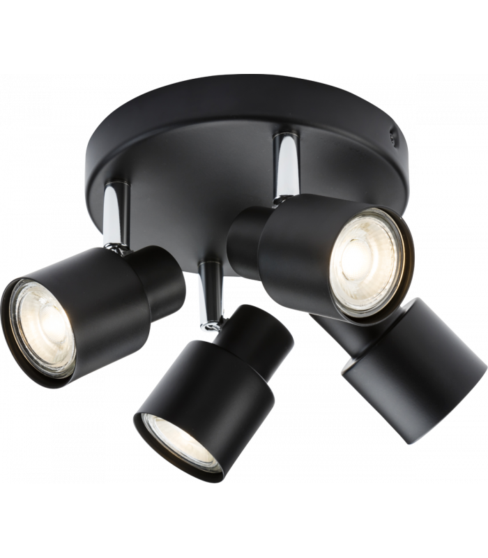 GU10 Quad Spotlight - Matt Black 230V IP20 50W-1