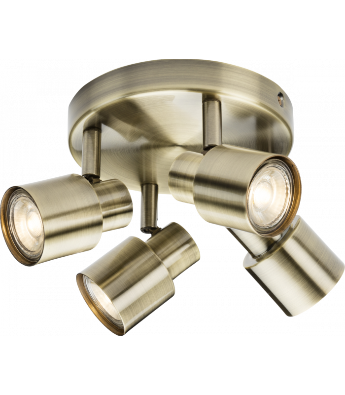 GU10 Quad Spotlight - Antique Brass 230V IP20 50W-1