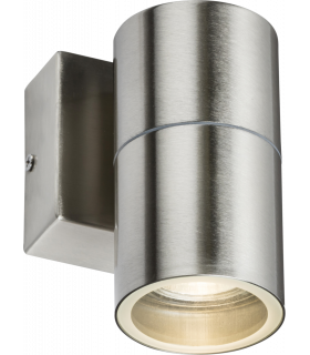 GU10 Fixed Single Wall Light - Brushed Chrome 230V IP54 20W-1