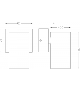 GU10 Fixed Single Wall Light - Brushed Chrome 230V IP54 20W-2