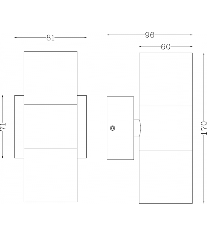 GU10 Up and Down Wall Light - Anthracite 230V IP54 2x20W-2