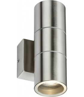 GU10 Up and Down Wall Light - Brushed Chrome 230V IP54 2x20W-1