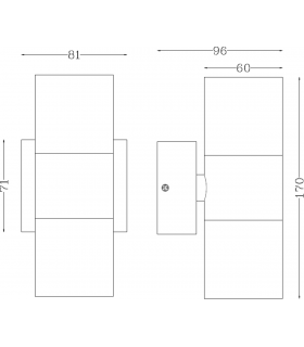 GU10 Up and Down Wall Light - Brushed Chrome 230V IP54 2x20W-2