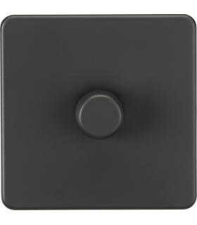 Screwless 1G 2-way 10-200W (5-150W LED) trailing edge dimmer - Anthracite 230V IP20-1