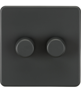 Screwless 2G 2-way 10-200W (5-150W LED) trailing edge dimmer - Anthracite 230V IP20-1