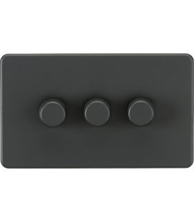 Screwless 3G 2-way 10-200W (5-150W LED) trailing edge dimmer - Anthracite 230V IP20-1